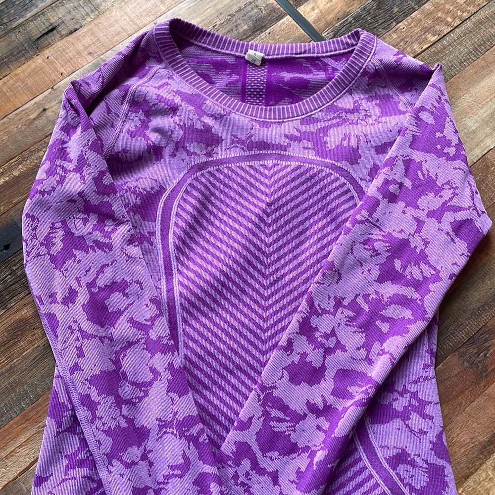 Lululemon Athletica Long Sleeve Swiftly Top Heathered Tender Violet Purple Sz 6